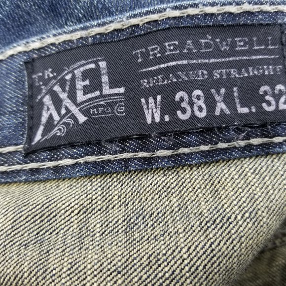 TK Axel Treadwell Relaxed Straight Leg Men's  Blue Denim Jeans  Sz 38 x 32 - Picture 9 of 9